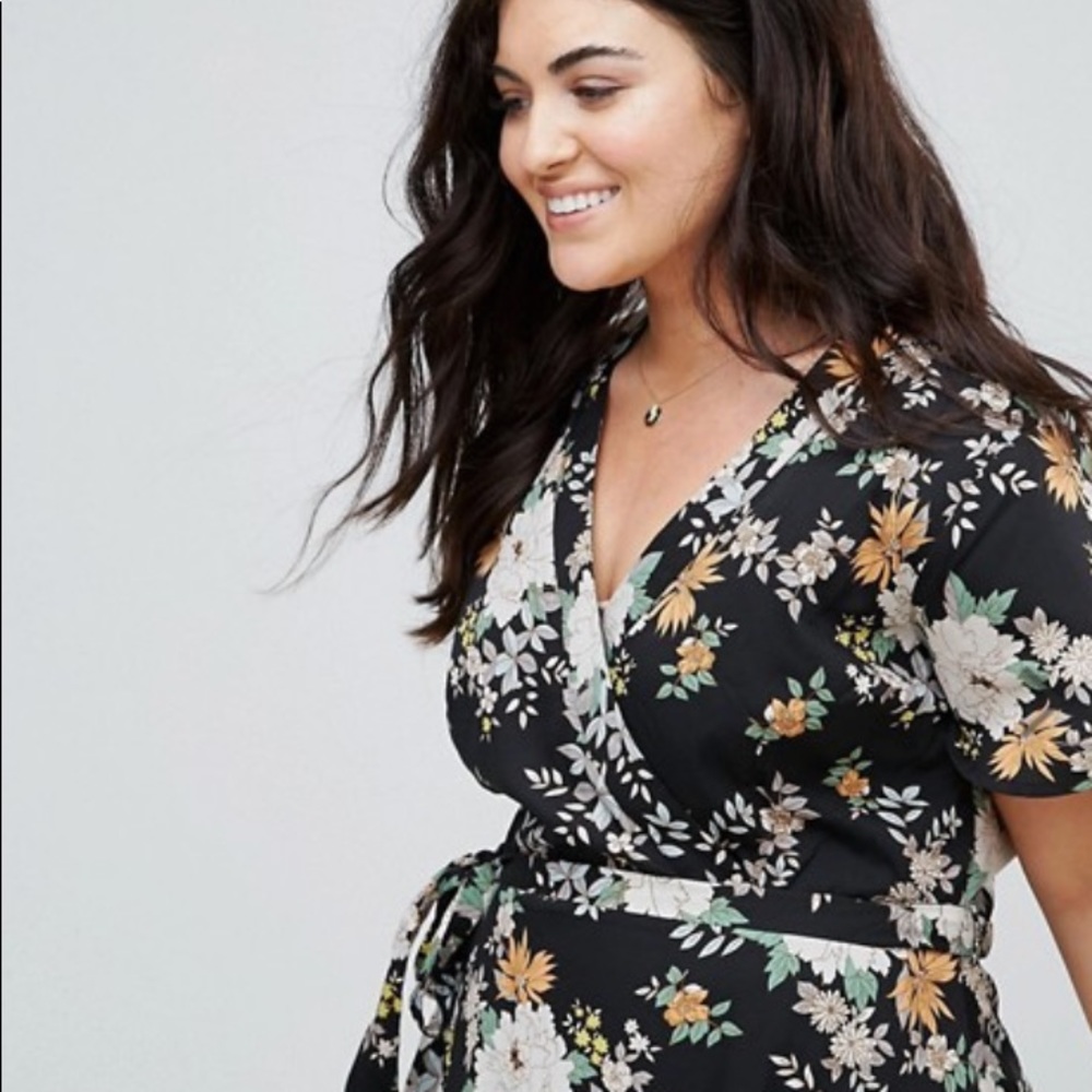 Asos Curve Yumi Wrap Front Midi Dress